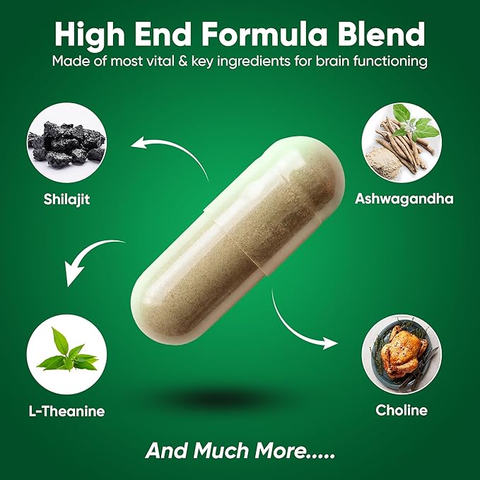 12-in-1 Natural Nootropic Brain Supplement for Memory and Focus, Nootropic for Men & Women, Brain Support Pill for Adults, Brain Vitamins - Focus 30 Day Supply