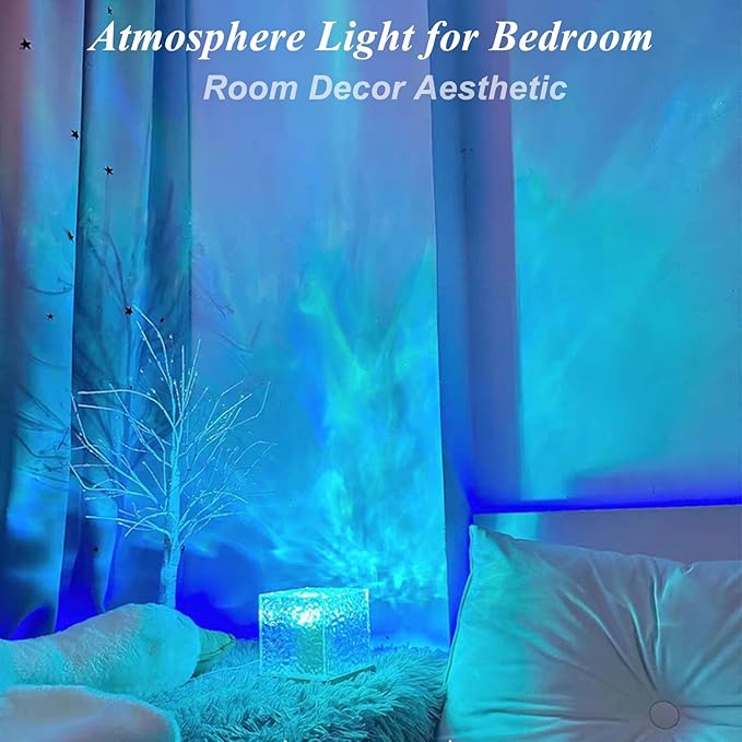 Aurora Ocean Wave Lights Projector,16 Colors 4 Modes Cube Northern Lights Dimmable Ambient Mood Lighting,Crystal Color Changing Night Light for Bedroom Playroom Room Decor