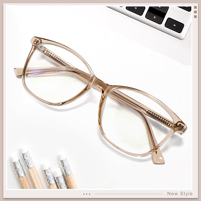 Madison Avenue Blue Light Blocking Glasses Anti Eyestrain UV Glare Blue Light Glasses for Women with Case, TV Phone Computer Gaming Eyeglasses (Coffee Brown)