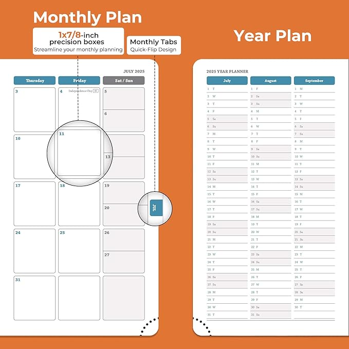 Weekly Monthly 2026 Planner (Jan.26-Dec.26),6.5"x3.75",12 Months Agenda Plan with Month Tabs & Pocket,Expenses/Note Pages, Appointment Book Calendar with Hardcover Vegan Leather Cover,Orange