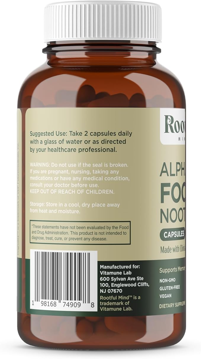 Alpha Focus Nootropic - Memory and Focus Brain Booster Supplement with Choline, Citicoline, GPC, L-Tyrosine, Bacopa Monnieri, DMAE, Gingko Biloba, Lion's Mane, Niacinamide - 60 Capsules