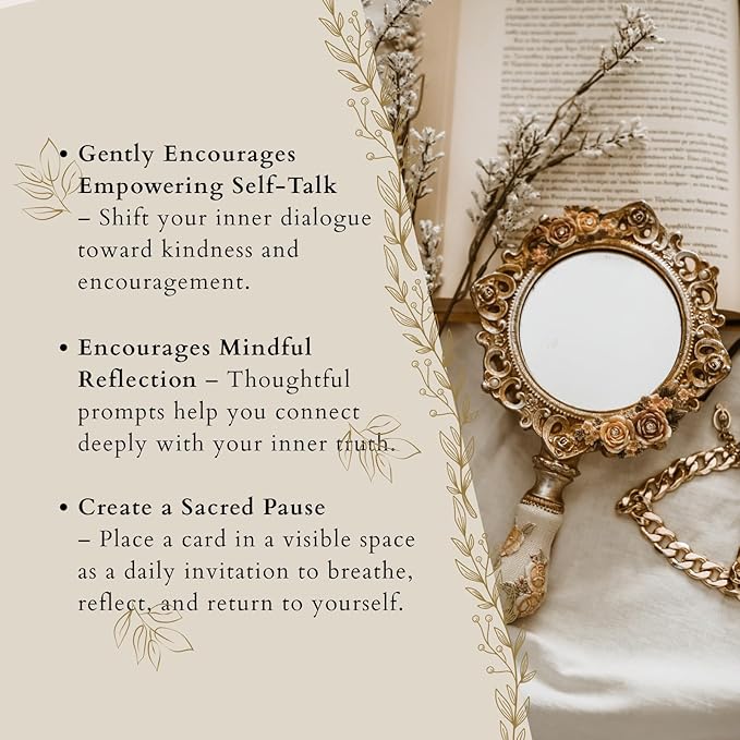 52 Positive Affirmation Cards with Wooden Stand - Daily Mindfulness & Self-Love for Stress Relief, Mental Health Inspiration, Emotional Balance & Weekly Reflection on Your Journey