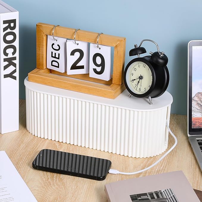 Cable Management Box Cord Hider Organizer Large Cable Organizer Box to Hide Power Strip & Under Desk, Cable Management Kit Wire Box for Power Strips, Surge Protectors, Chargers, Adapters Office Home