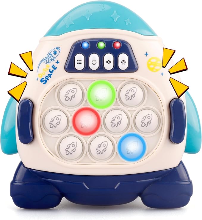 Fast Push Fidget Toys for Kids, Handheld Puzzle Sensory Toys, Quick Push Light Up Pop Game Gifts for 3-12 Year Old Boys Girls, Easter Basket Stuffers (Rocket)