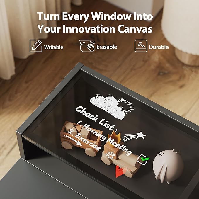 Agilestic Glass Standing Desk with Storage, 48 Inch Electric Adjustable Desk with Glass Shelf, Sit Stand Up Home Office Computer Table, Splice Board, Black