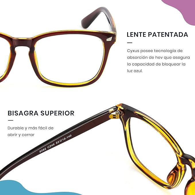 Cyxus Blue Light Glasses for Men Women Reduce Eye Strain UV Blocking for Computer Screen 8082