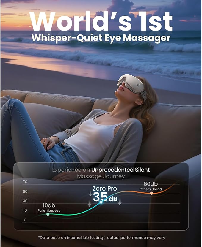 BOB AND BRAD Zero Pro Ultra-Quiet Eye Massager with Heat and Cooling, Lightweight Eye Massager with Scroll Button for Migraine Dry Eyes Relief, Relax, FSA Eligible/HSA Eligible Gifts for Women Men