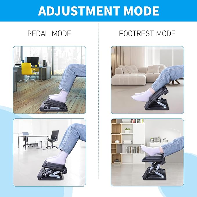Scalebeard Foot Rest for Under Desk at Work,Height Adjustable Infinite Angle Ergonomic Foldable Footrest for Office, Gaming,Computer, Removable Pad Desk Foot Stool with Massage Beads,for All Seasons