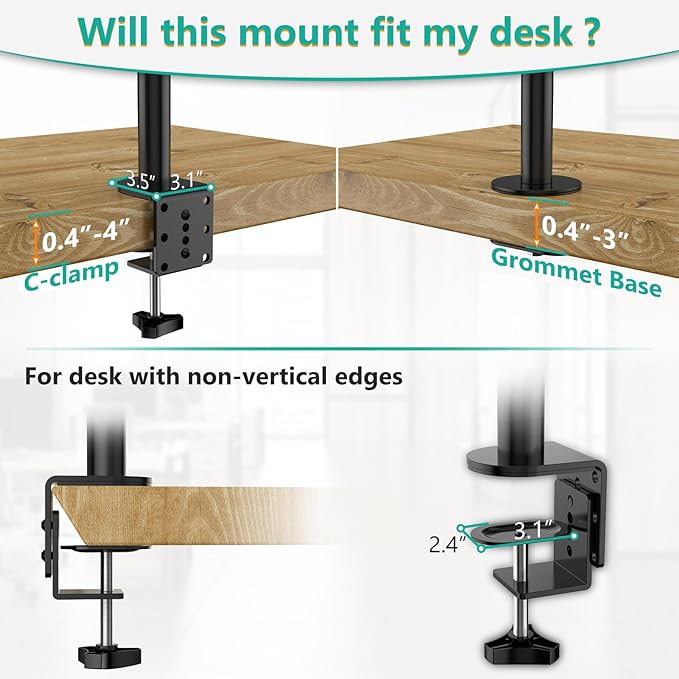 WALI Triple Monitor Mount for 13-27 inch Computer Screens, 3 Monitor Desk Mount, Holds up to 22 lbs, Adjustable Triple Monitors Stand with Swivel Tilt Rotation, 75x75/100x100mm (M003), Black