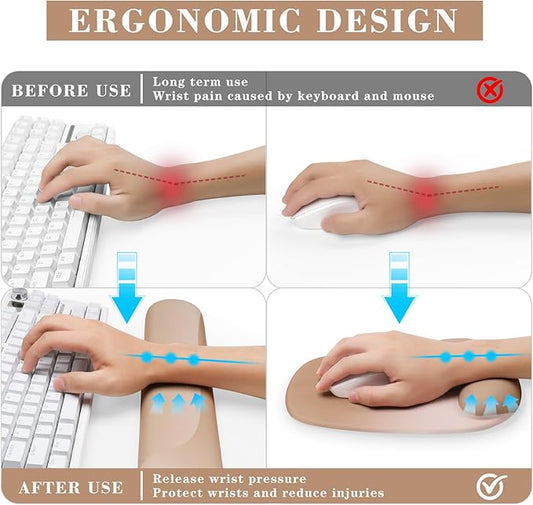 Wrist Rest for Keyboard and Mouse, Ergonomic Gel Computer Keyboard Wrist Rest with Memory Foam, Keyboard Wrist Support Pad for Long Hours of Work, Gaming, Studying-Relieve Wrist Pain