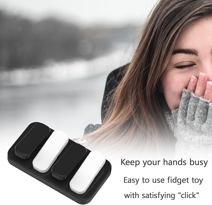 Metal Fidget Slider EDC Fidget Clicker Fidget Toys Adults (Black & White)