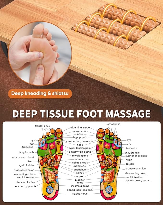 ONUEMP Foot Rest for Under Desk at Work, Wooden Small Foot Stool Footrest with Roller Massager, Ergonomic Rocking Office Footstool Desk Stool for Feet, Leg Rest Rocker Stand for Chair Computer Gaming