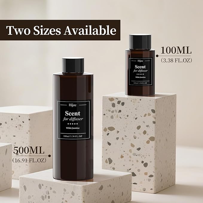 White Jasmine Oil for Waterless Diffusers,Reed Diffuser Refill,Premium Fragrance for Home Decor,Hotel Style Collection - Plastic Bottle,100ml(3.4 fl.oz)