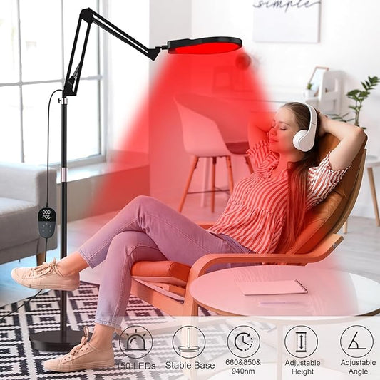 Red Light Therapy for Body, 660nm&850nm&940nm Infrared Light Therapy with Timer, 150LEDS Infrared Red Light Therapy Lamp for Home/Office Use