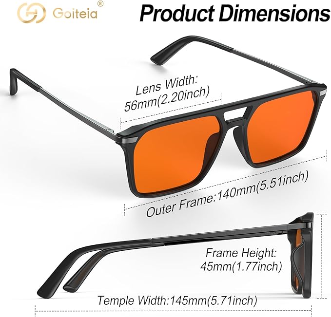 Goiteia Orange Blue Light Blocking Glasses-Retro 70s Blue Light Glasses for Men Women, Easier Sleep and Migraine Relief