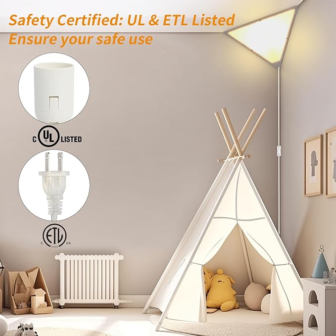 2 Pack Corner Light with 9W LED Bulb and Remote, 3 Color Temperature Corner Lamp, Dimmable Plug in Pendant Lights for Ceiling with Acrylic Shade, Plug in Ceiling Light for Living Room, Bedroom