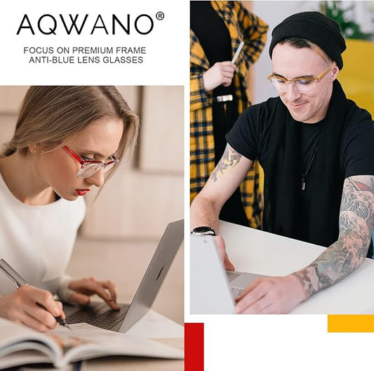 AQWANO 4 Pack Computer Reading Glasses Blue Light Filter Readers Glare Glasses for Men Women