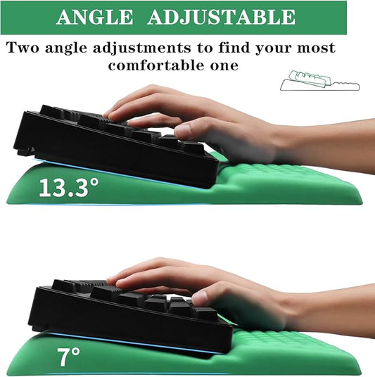 Computer Keyboard Stand Pad with Wrist Rest, Ergonomic Comfy Tilted Keyboard Stand Riser Holder Pad for Office Home (Green)