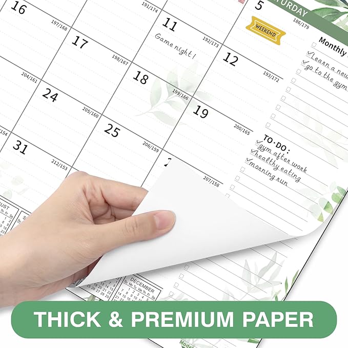 Ospelelf 2025-2026 Calendar Magnetic Desk Wall Desktop Monthly Planner from July 2025 to December 2026 Large To Do Pad with Plastic Cover for Office 17" X 12" Plant