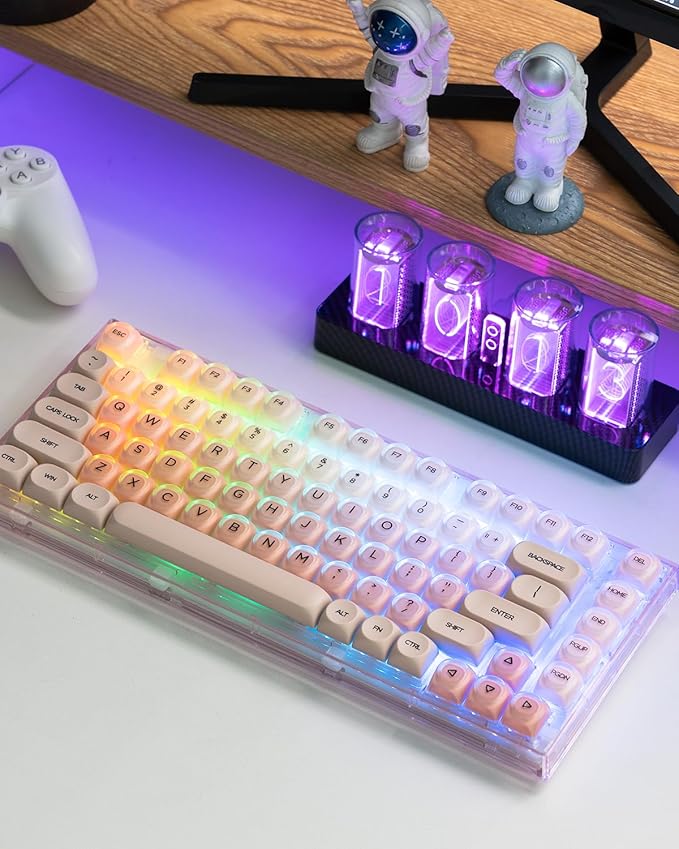 X75 75% Wireless Mechanical Keyboard, Hot Swappable Computer Creamy Keyboard, Foundation Jelly Keycaps, Pre-lubed Switches Gasket Mount RGB Backlit Gaming Keyboards for Wins/Mac, Pink