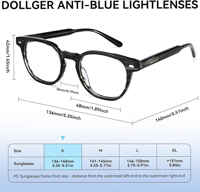 Dollger Blue Light Blocking Glasses For Woman Men Thick Square Frame Round Non-Prescription, For Computer,Work, TV,Gaming