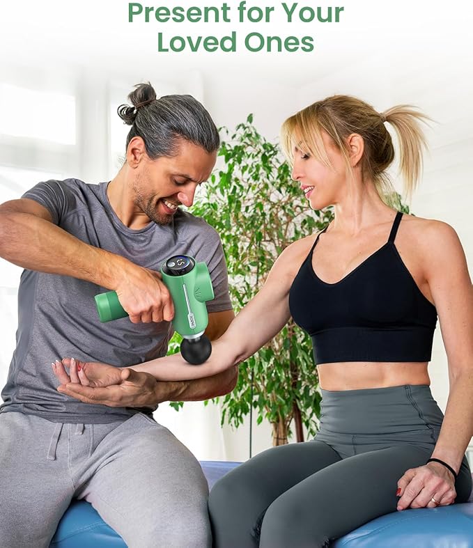 RENPHO Massage Gun Deep Tissue, Portable Percussion Massager for Back and Neck, Gifts for Men and Women, Handheld Device with Carry Case, Active Green