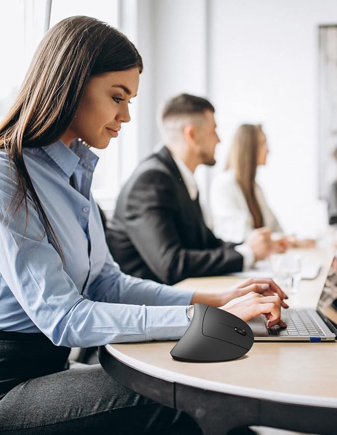 TECKNET Ergonomic Wireless Vertical Mouse, 4800 DPI with 5 Adjustable Levels, 2.4GHz Optical, 6 Buttons for Laptop, Desktop, PC, MacBook - Black