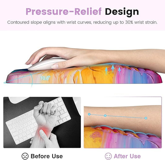 Ospelelf Mouse Pad with Wrist Rest Ergonomic Comfortable Pain Relief Mousepad Wrist Support for Computer Multicolored