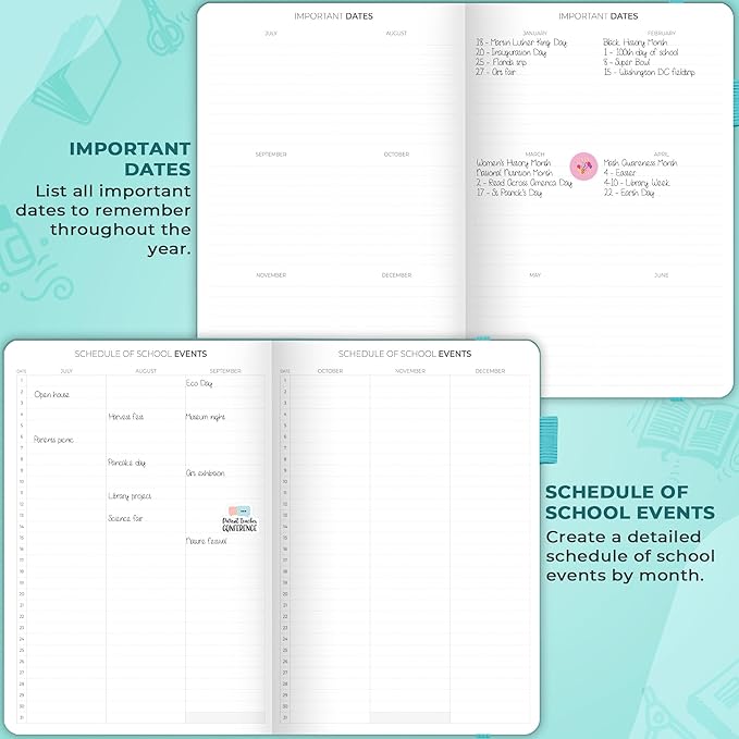 Clever Fox Teacher Planner – School Year Planner with Calendars & Lesson Plans – Book for Classroom & Homeschool Organization, A4 (Turquoise)