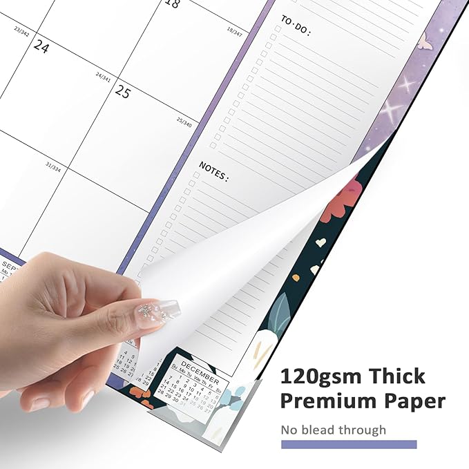 Ospelelf Desk Calendar 2025-2026 Large 22"x17" Monthly Planner Pad with Protective Cover 18 Months Butterfly Floral