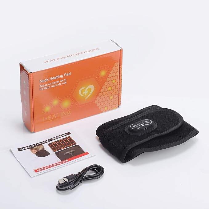 Neck Heating Pad for Neck Pain Electric, Neck Massager with Heat, Heated Neck Wrap Cordless with 660nm 850nm Red Light Heats, Neck Warmer Brace