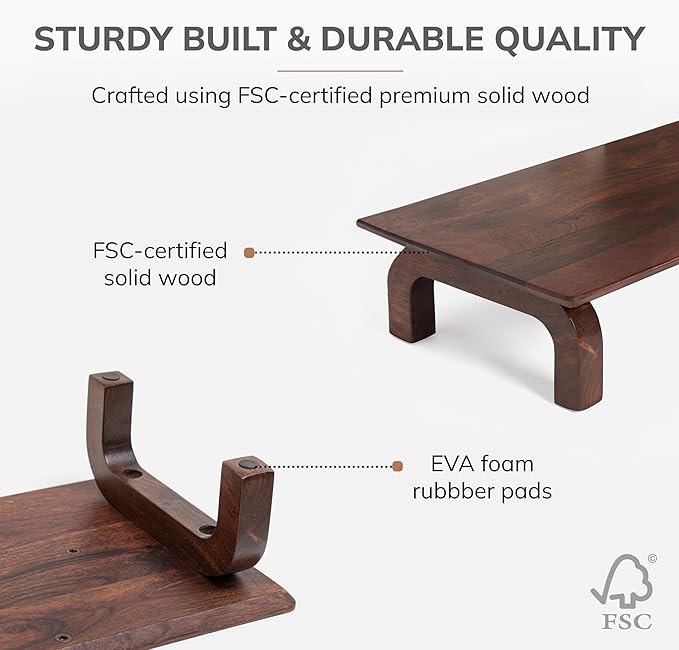 Anji Mountain Monitor Stand - Desktop Organizer & Laptop Riser, Ergonomic Monitor Riser, Space-Saving Monitor Stand for Desk, Durable Construction, Easy Assembly, Ideal for Home & Office,Walnut