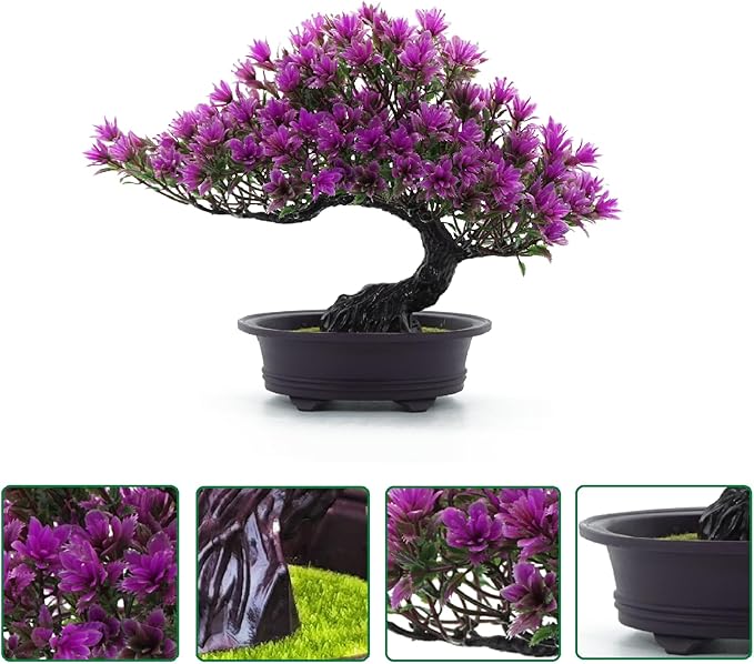 Artificial Bonsai Pine Tree Fake Desk Plants Commercial Reception Charm Adornment Home Decor Office Bookshelf Decor (Colourfu)