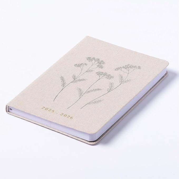2025-2026 Eccolo 18 Month Linen Bound Planner, Monthly & Weekly Pages (5.25 x 7.75" - July 2025 to Dec 2026 - Delicate Floral)