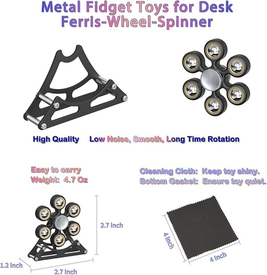 Desk-Fidget-Toys for Ferris-Wheels-Spinner: 4mins Metal Kinetic-Spinner Cool-Gadgets for Office Home School Christmas, EDC-Toy ADHD Tools Cool-Stuff Stress Relief Gift for Kid Children Teen Adult