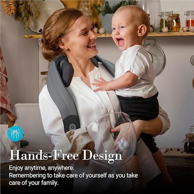 Shiatsu Neck and Shoulder Massager with Heat - HSA Eligible, Cordless 4D Deep Tissue Kneading Massager, Rechargeable Massage for Neck, Shoulder,Ideal Gift for Women,Men