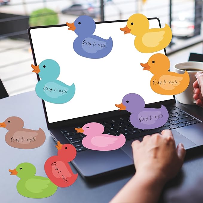 12 Pcs Duck Sticky Notes Small Duck Shaped Note Pads Colorful Animal Self Sticky Post Notes Cute Duck Memo Sticky Tabs for School Office Home Stationery Supplies Party Favors