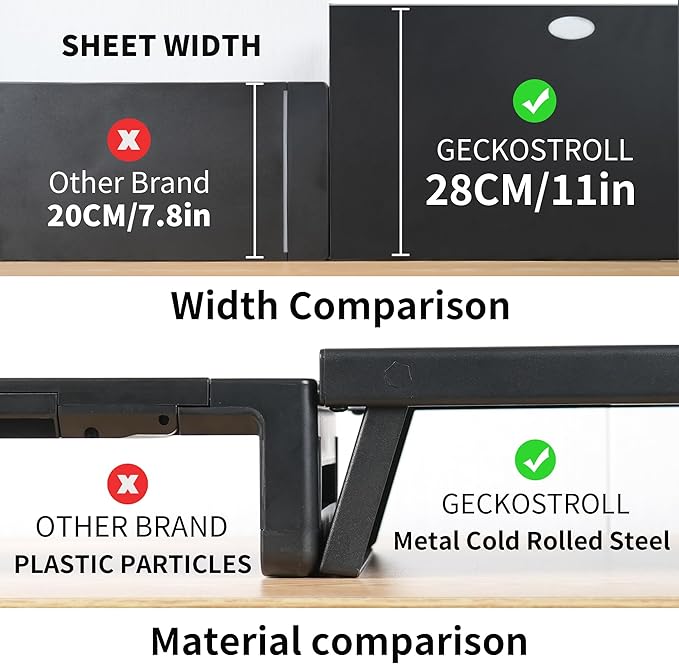 All-Metal Foldable Monitor Stand with 28cm Wide Desktop,, Headphone & Mic Jack, Detachable Phone Holder, (Basic Version, 530mm)