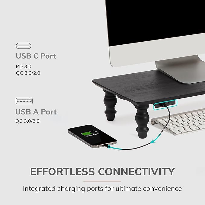 Anji Mountain Monitor Stand - Desktop Organizer & Laptop Riser, Ergonomic Monitor Riser, Space-Saving Monitor Stand for Desk, Durable Construction, Easy Assembly, Ideal for Home & Office,Black
