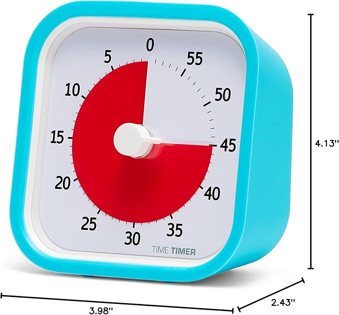 TIME TIMER 60 Minute MOD Education Edition — Visual Timer with Desktop Software for Kids Classroom Learning, Teachers Desk Clock, Study Tool and Office Meetings with Silent Operation (Sky Blue)