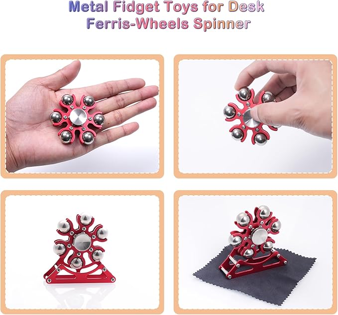 Desk-Fidget-Toys Ferris-Wheels-Spinner: Metal Kinetic-Fidget-Spinner 4mins, EDC-Toy Cool-Gadgets for School Office Christmas, ADHD Tools Gift Cool-Stuff Stress Relief Gift for Kid Children Teen Adult