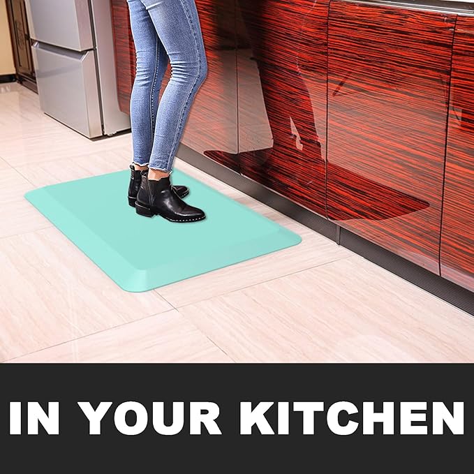 1" Extra Thick Anti Fatigue Floor Mat 70" L x 17" W,Kitchen Mat, Standing Desk Mat,140D Advanced PU Foam Ergonomic Comfort at Home, Office, Garage, Sink (Teal)