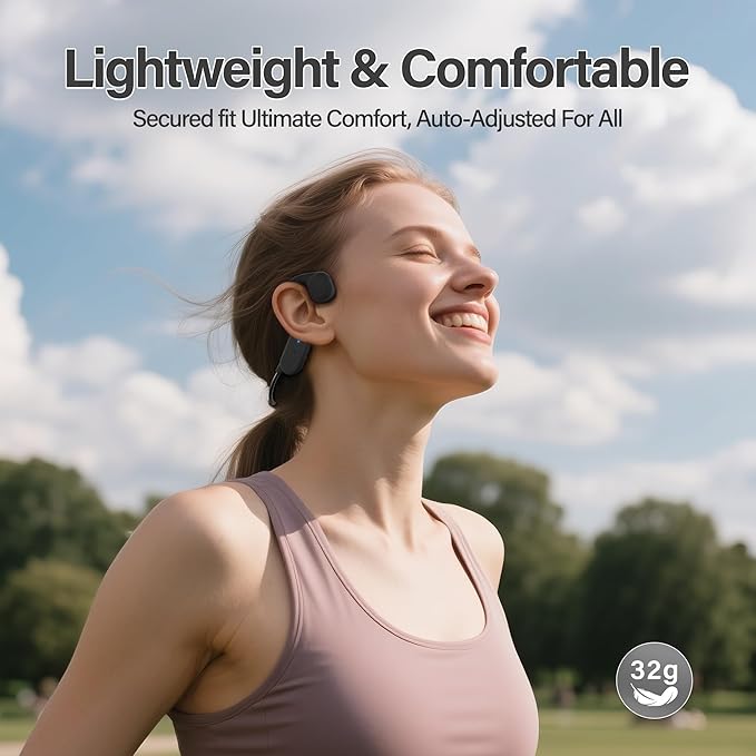 2025 Bone Conduction Headphones,Bluetooth 5.4 Wireless Headphones, Type-C Quickly Charge,12Hrs Playtime,IPX5 Waterproof for Traving,Running,Hiking