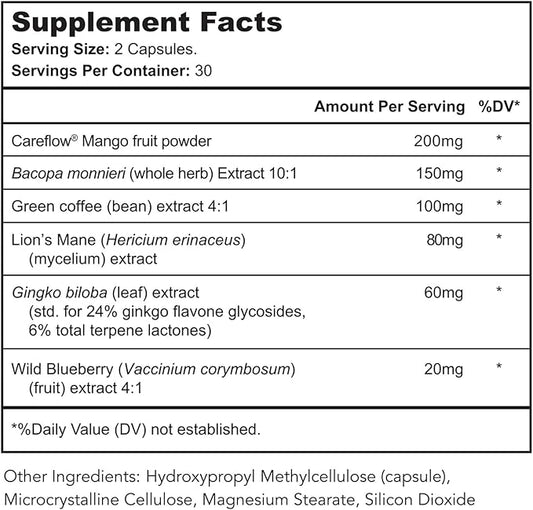 Mind Renew - Brain Supplement Supports Memory, Focus, and Cognition - with Lion's Mane and Ginkgo Biloba Extract - Made in The USA, 180 Capsules