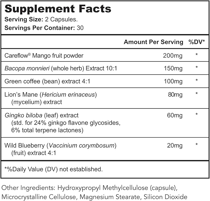 Mind Renew - Brain Supplement Supports Memory, Focus, and Cognition - with Lion's Mane and Ginkgo Biloba Extract - Made in The USA, 180 Capsules
