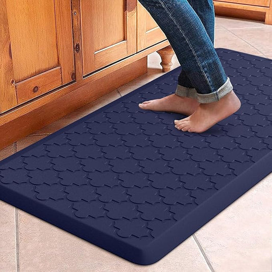 WISELIFE Kitchen Mat Cushioned Anti Fatigue Floor Mat,17.3"x39",Thick Non Slip Waterproof Kitchen Rugs and Mats,Heavy Duty PVC Foam Standing Mat for Kitchen,Floor,Home,Desk,Sink,Laundry,Blue