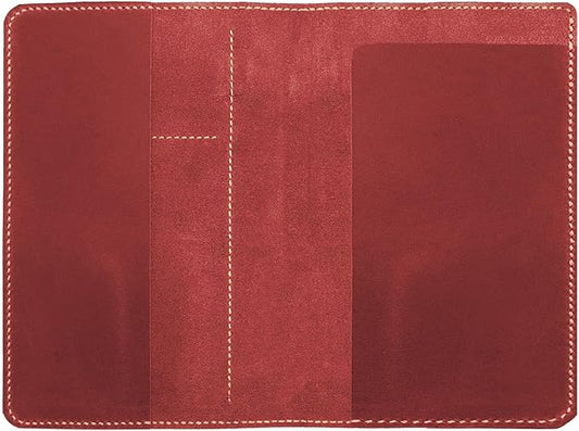 Genuine Leather Notebook Notepad Cover for TOPS The Legal Pad Writing Pads Docket 5" x 8" Cover, retro real leather portfolio folder cover organizer (Red)