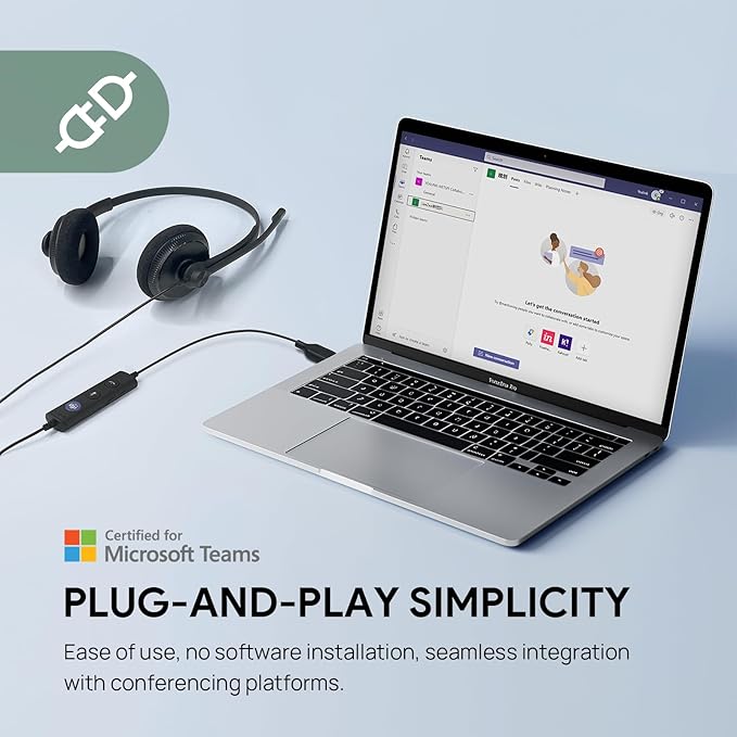 Yealink UH34 USB Headset with Mic,Stereo Wired Headphones with Noise Cancelling Microphone,Professional Work Headset VoIP Phone PC Computer Call Center Office(Ultra Light)