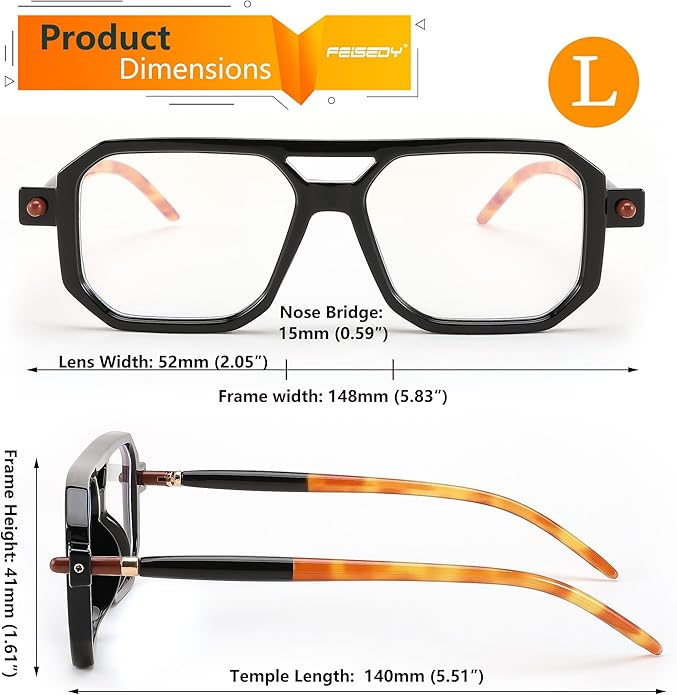 FEISEDY Vintage Square Blue Light Blocking Glasses Women Men 70s Flat Aviator Glasses Computer Anti Glare B0062