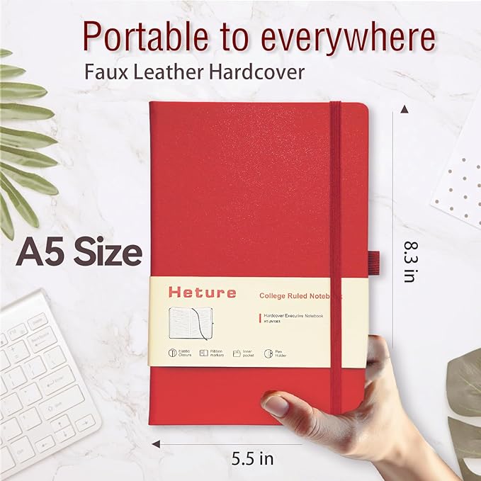 8 Pack Lined Journal Notebooks, A5 Hardcover Notebooks, 5.5 x 8.3 inch, 100GSM,160 Pages, Classic College Ruled Notebooks for Writing/Work/Travel/College (Assorted Color)